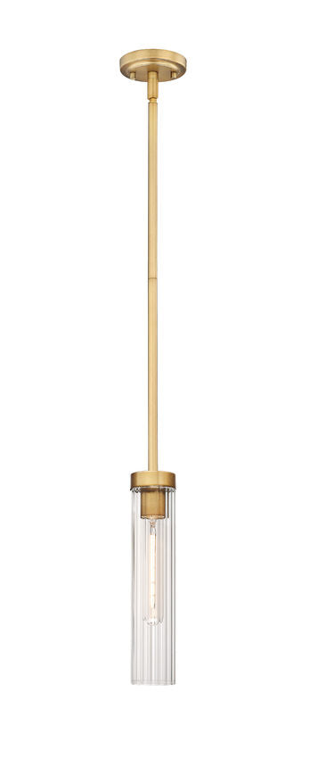 Z-Lite Beau 5" 1-Light Rubbed Brass Clear Glass Shade Pendant Light