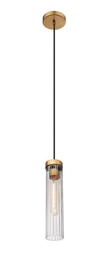 Z-Lite Beau 5" 1-Light Rubbed Brass Pendant Light With Clear Glass Shade