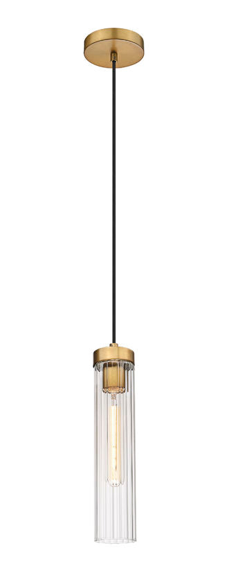 Z-Lite Beau 5" 1-Light Rubbed Brass Pendant Light With Clear Glass Shade