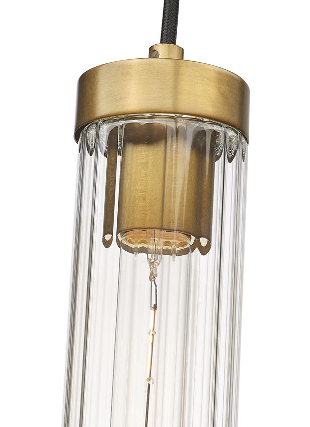 Z-Lite Beau 5" 1-Light Rubbed Brass Pendant Light With Clear Glass Shade
