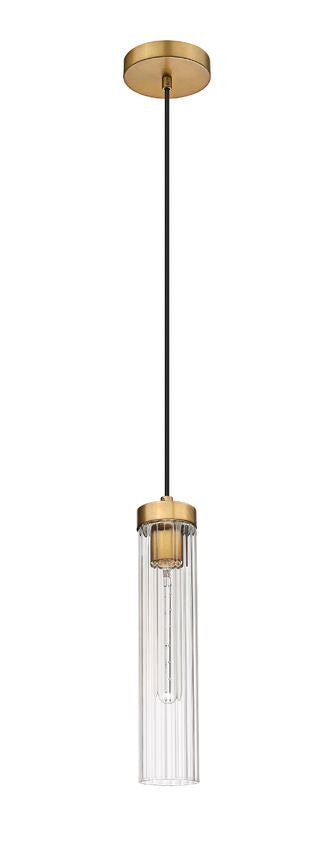 Z-Lite Beau 5" 1-Light Rubbed Brass Pendant Light With Clear Glass Shade