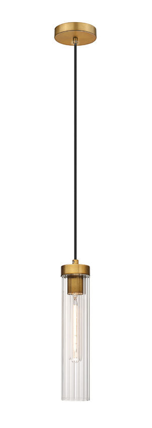 Z-Lite Beau 5" 1-Light Rubbed Brass Pendant Light With Clear Glass Shade