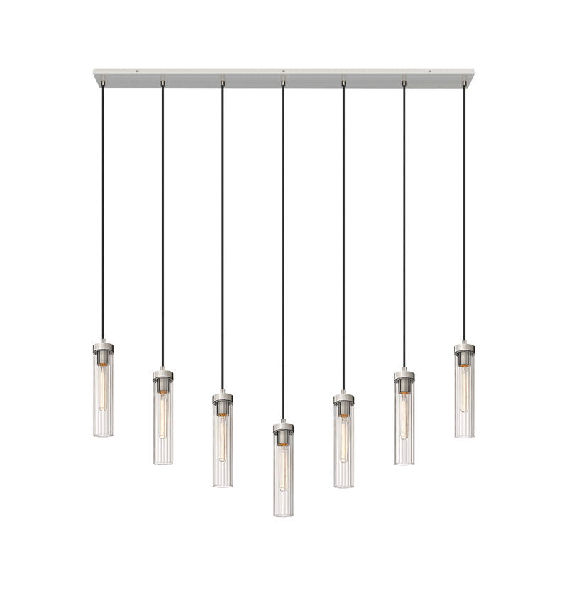 Z-Lite Beau 54" 7-Light Brushed Nickel Steel Clear Glass Shade Linear Chandelier