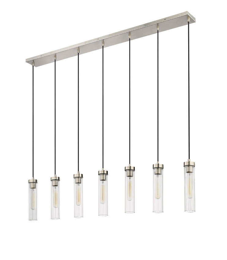 Z-Lite Beau 54" 7-Light Brushed Nickel Steel Clear Glass Shade Linear Chandelier