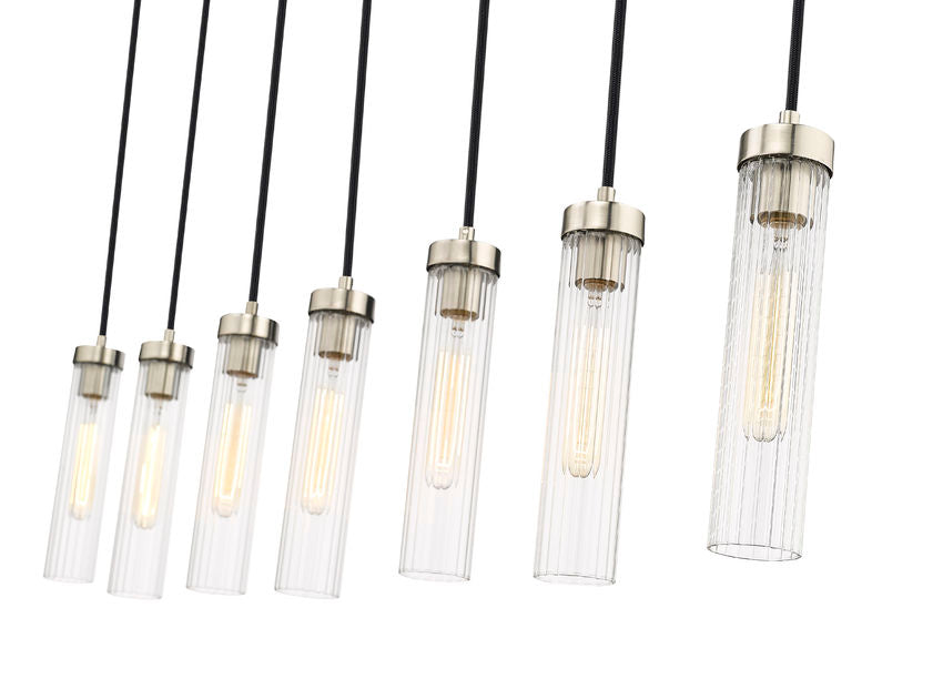 Z-Lite Beau 54" 7-Light Brushed Nickel Steel Clear Glass Shade Linear Chandelier