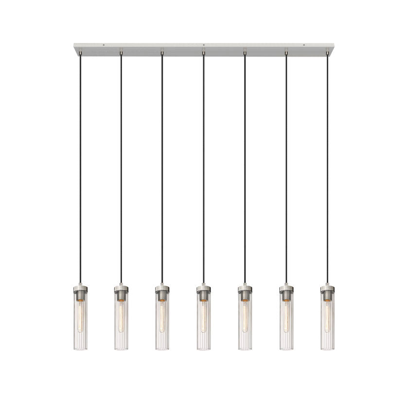 Z-Lite Beau 54" 7-Light Brushed Nickel Steel Clear Glass Shade Linear Chandelier