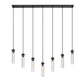 Z-Lite Beau 54" 7-Light Matte Black Steel Clear Glass Shade Linear Chandelier