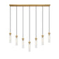 Z-Lite Beau 54" 7-Light Rubbed Brass Steel Clear Glass Shade Linear Chandelier
