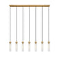 Z-Lite Beau 54" 7-Light Rubbed Brass Steel Clear Glass Shade Linear Chandelier