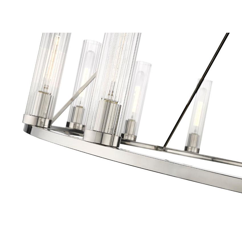 Z-Lite Beau 60" 15-Light Polished Nickel Round Chandelier With Clear Glass Shade