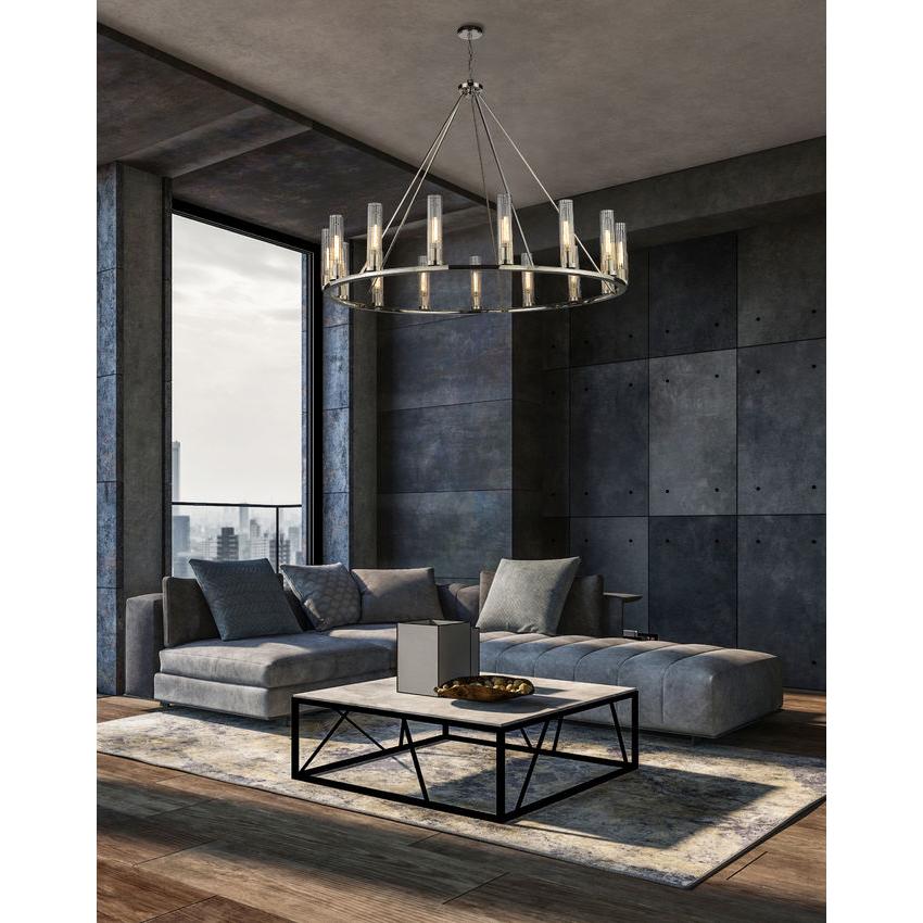 Z-Lite Beau 60" 15-Light Polished Nickel Round Chandelier With Clear Glass Shade