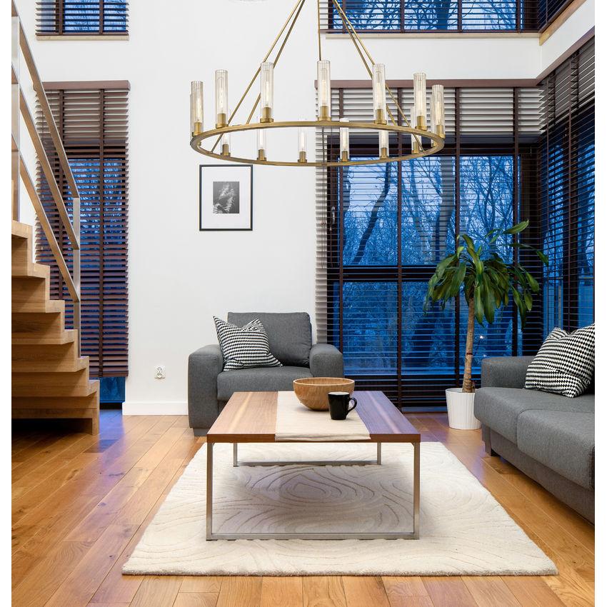 Z-Lite Beau 60" 15-Light Rubbed Brass Round Chandelier With Clear Glass Shade