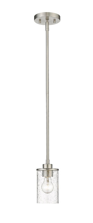 Z-Lite Beckett 6" 1-Light Brushed Nickel Mini Pendant Light With Clear Seedy Glass Shade