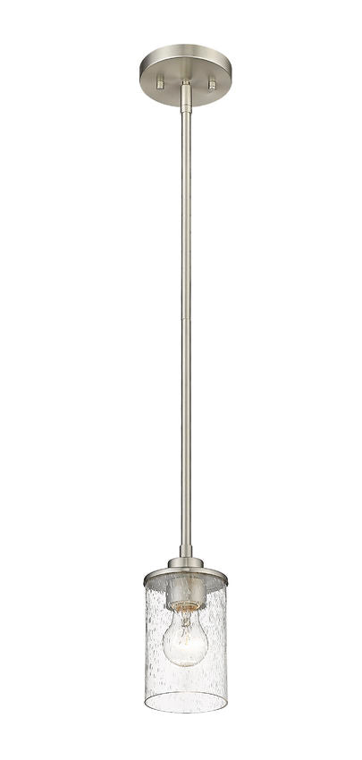 Z-Lite Beckett 6" 1-Light Brushed Nickel Mini Pendant Light With Clear Seedy Glass Shade