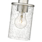 Z-Lite Beckett 6" 1-Light Brushed Nickel Mini Pendant Light With Clear Seedy Glass Shade