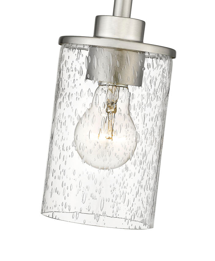 Z-Lite Beckett 6" 1-Light Brushed Nickel Mini Pendant Light With Clear Seedy Glass Shade