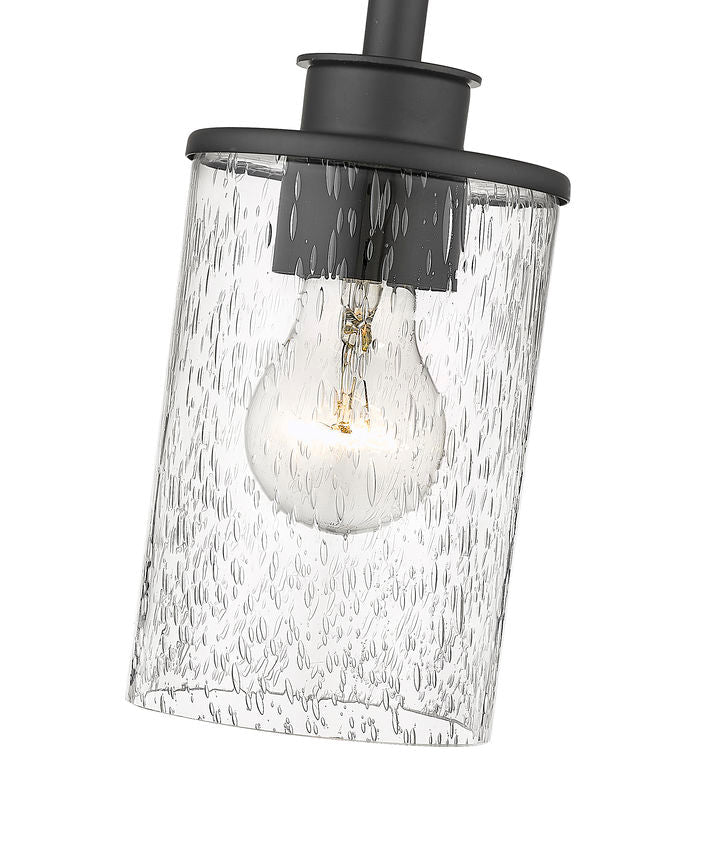 Z-Lite Beckett 6" 1-Light Matte Black Mini Pendant Light With Clear Seedy Glass Shade