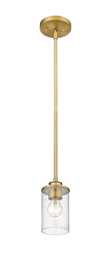 Z-Lite Beckett 6" 1-Light Olde Brass Mini Pendant Light With Clear Seedy Glass Shade