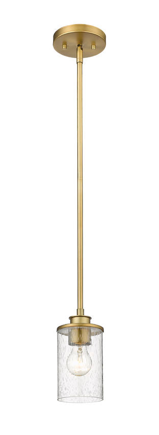 Z-Lite Beckett 6" 1-Light Olde Brass Mini Pendant Light With Clear Seedy Glass Shade