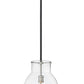 Z-Lite Bella 12" 1-Light Matte Black and Brushed Nickel Mini Pendant Light With Clear Glass Shade