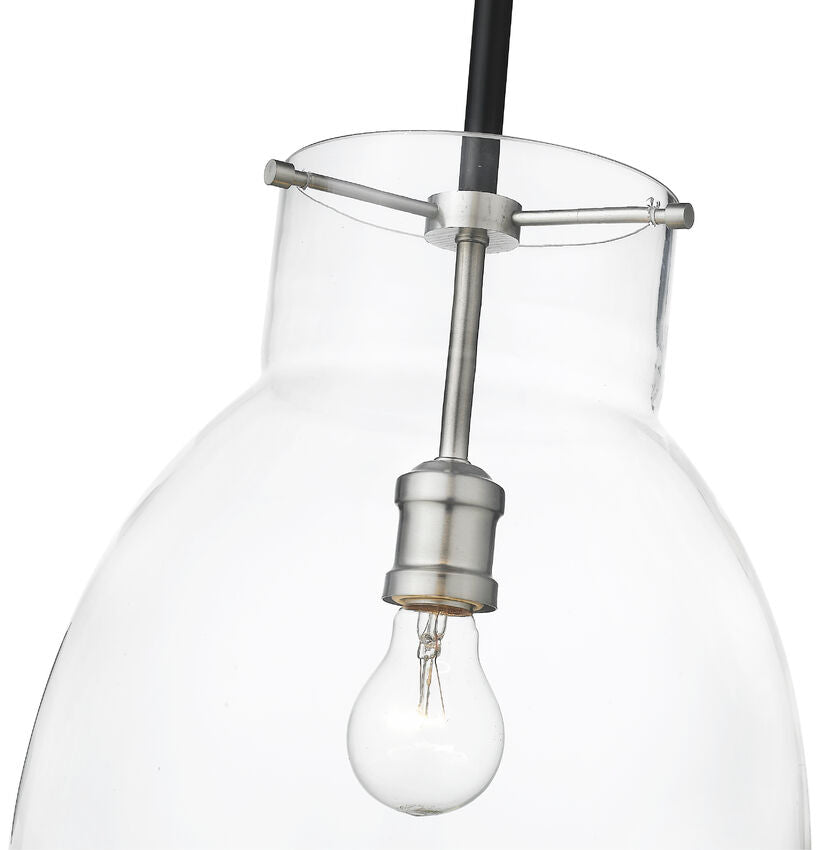 Z-Lite Bella 12" 1-Light Matte Black and Brushed Nickel Mini Pendant Light With Clear Glass Shade