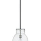 Z-Lite Bella 12" 1-Light Matte Black and Brushed Nickel Mini Pendant Light With Clear Glass Shade