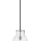 Z-Lite Bella 12" 1-Light Matte Black and Brushed Nickel Mini Pendant Light With Clear Glass Shade