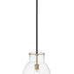 Z-Lite Bella 12" 1-Light Matte Black and Olde Brass Mini Pendant Light With Clear Glass Shade