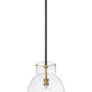 Z-Lite Bella 12" 1-Light Matte Black and Olde Brass Mini Pendant Light With Clear Glass Shade