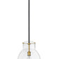 Z-Lite Bella 12" 1-Light Matte Black and Olde Brass Mini Pendant Light With Clear Glass Shade