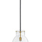 Z-Lite Bella 12" 1-Light Matte Black and Olde Brass Mini Pendant Light With Clear Glass Shade