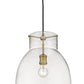 Z-Lite Bella 12" 1-Light Matte Black and Olde Brass Pendant Light With Clear Glass Shade