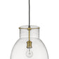 Z-Lite Bella 12" 1-Light Matte Black and Olde Brass Pendant Light With Clear Glass Shade
