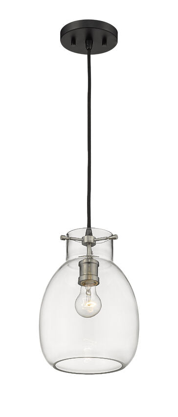 Z-Lite Bella 8" 1-Light Matte Black and Brushed Nickel Mini Pendant Light With Clear Glass Shade