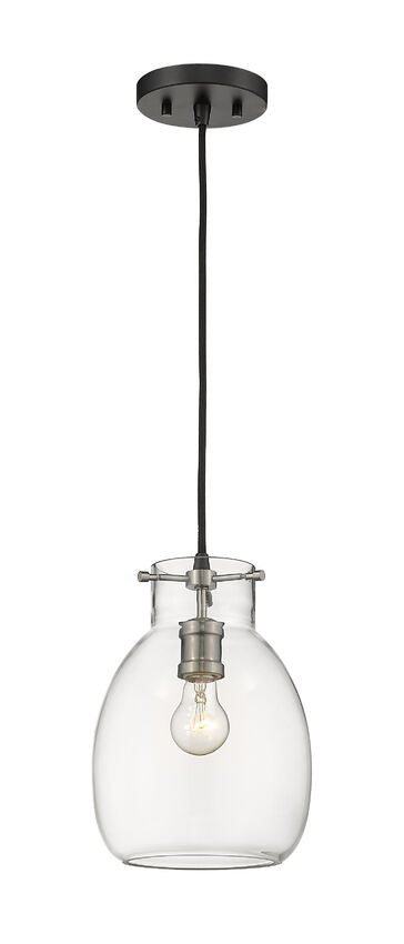 Z-Lite Bella 8" 1-Light Matte Black and Brushed Nickel Mini Pendant Light With Clear Glass Shade
