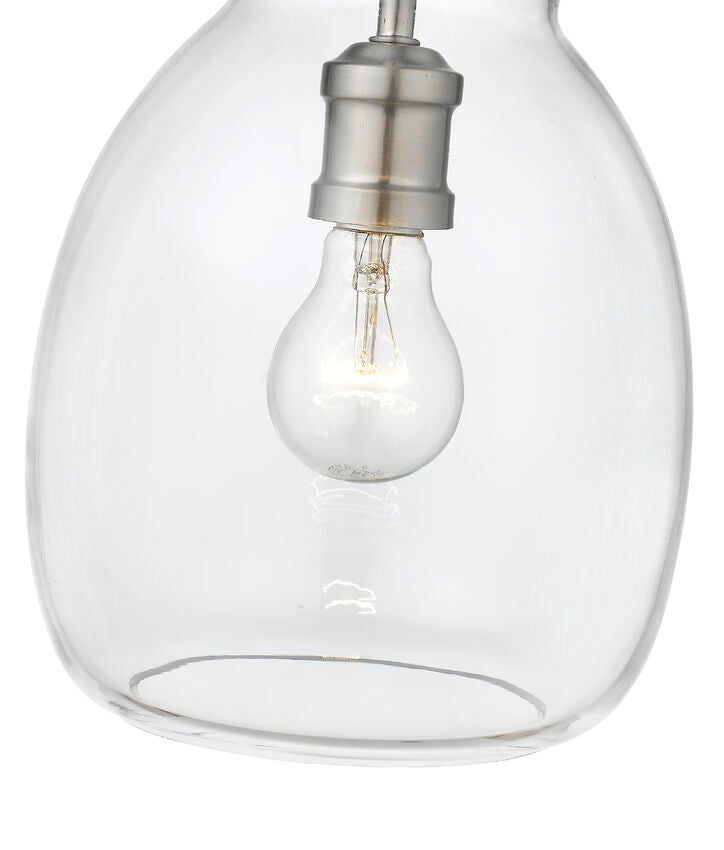Z-Lite Bella 8" W x 11" H 1-Light Matte Black and Brushed Nickel Mini Pendant Light With Clear Glass Shade