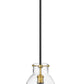 Z-Lite Bella 8" W x 11" H 1-Light Matte Black and Olde Brass Mini Pendant Light With Clear Glass Shade