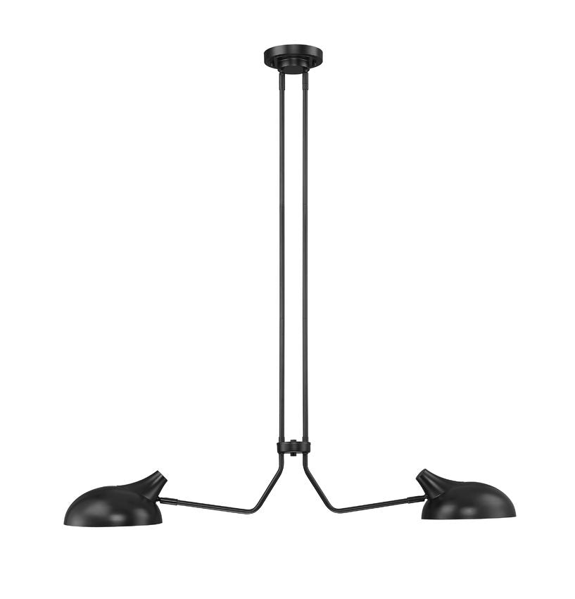 Z-Lite Bellamy 10" 2-Light Matte Black Island Light With Matte Black Outer and Gold Inner Shade