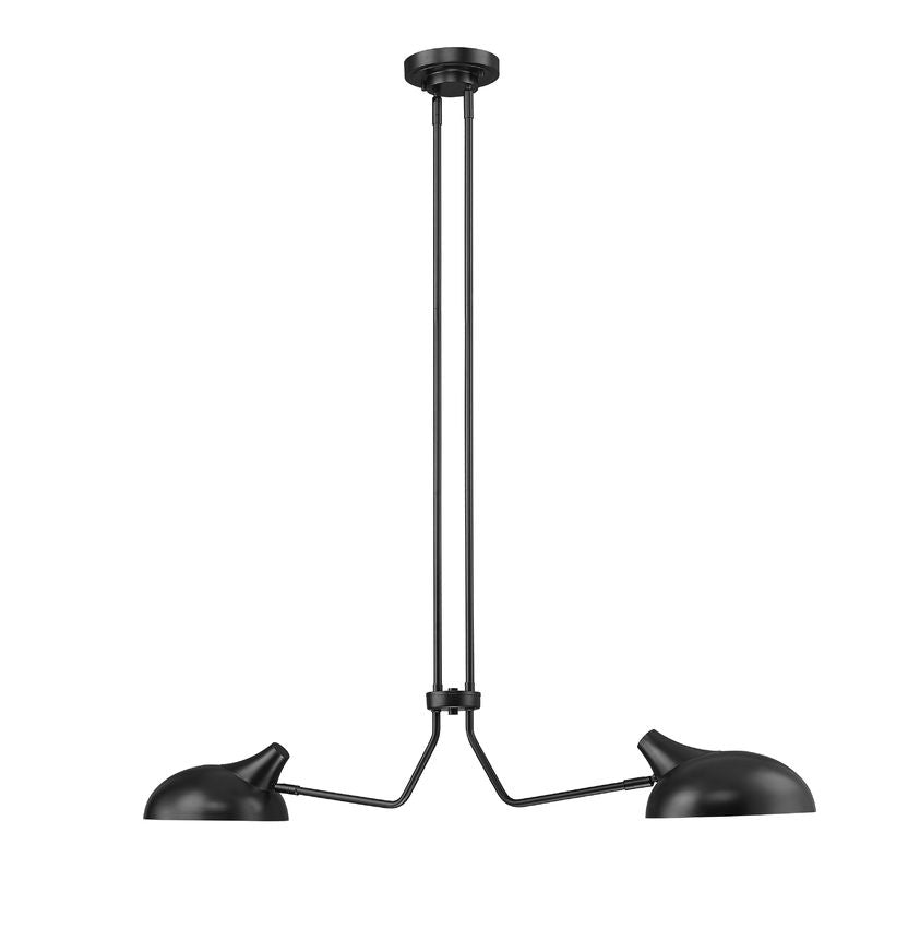 Z-Lite Bellamy 10" 2-Light Matte Black Island Light With Matte Black Outer and Gold Inner Shade