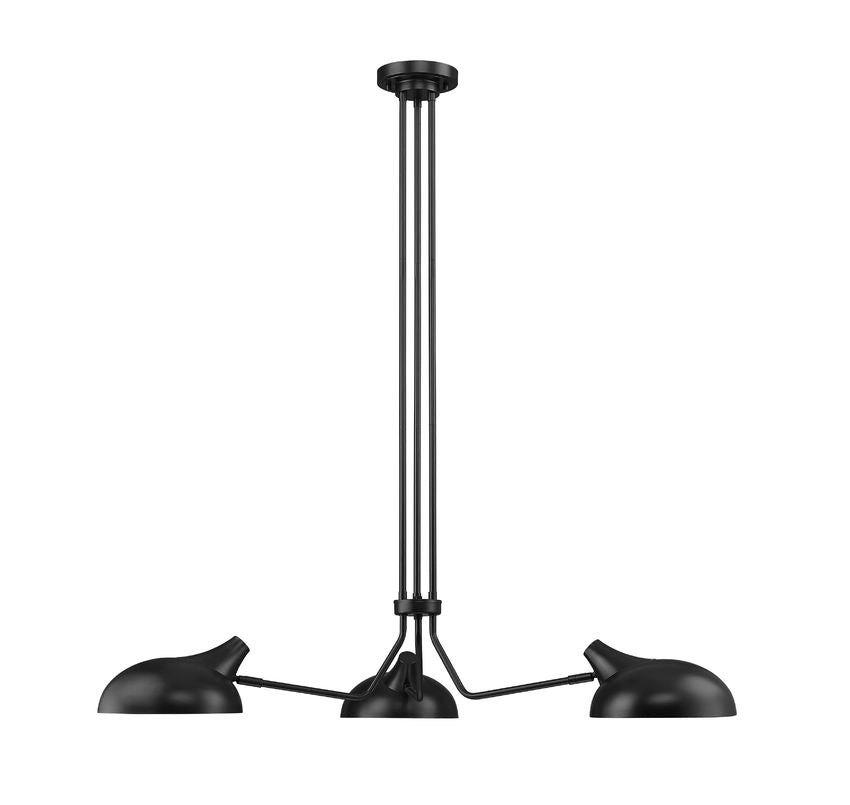 Z-Lite Bellamy 46" 3-Light Matte Black Pendant Light With Matte Black and Gold Shade