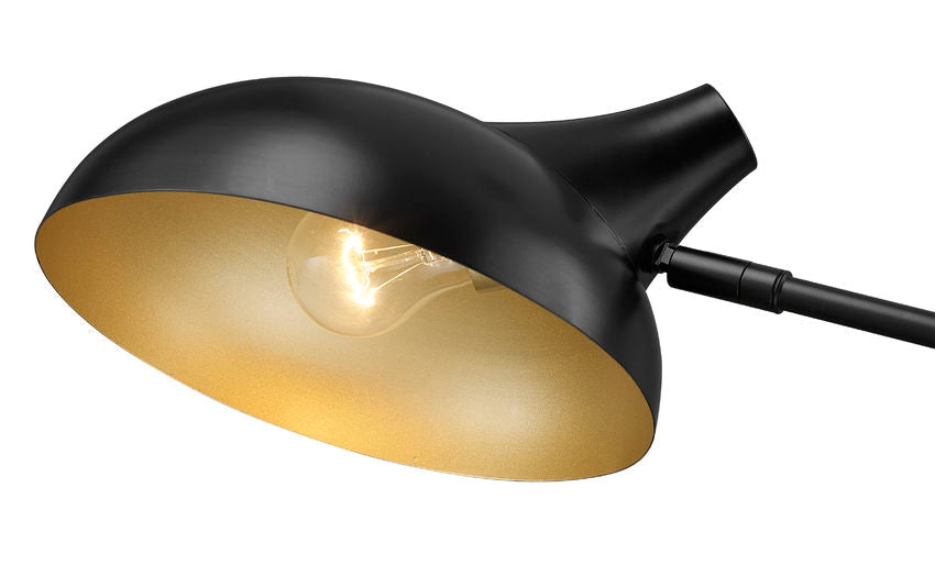 Z-Lite Bellamy 46" 3-Light Matte Black Pendant Light With Matte Black and Gold Shade