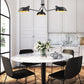 Z-Lite Bellamy 46" 3-Light Matte Black Pendant Light With Matte Black and Gold Shade