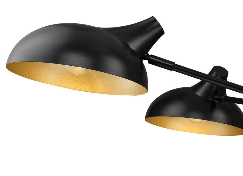 Z-Lite Bellamy 46" 3-Light Matte Black Semi Flush Mount With Matte Black and Gold Shade