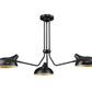 Z-Lite Bellamy 46" 3-Light Matte Black Semi Flush Mount With Matte Black and Gold Shade