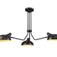 Z-Lite Bellamy 46" 3-Light Matte Black Semi Flush Mount With Matte Black and Gold Shade