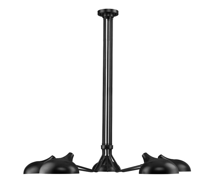 Z-Lite Bellamy 52" 5-Light Matte Black Pendant Light With Matte Black and Gold Shade