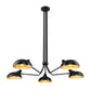 Z-Lite Bellamy 52" 5-Light Matte Black Pendant Light With Matte Black and Gold Shade