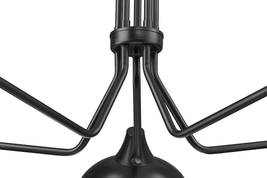 Z-Lite Bellamy 52" 5-Light Matte Black Pendant Light With Matte Black and Gold Shade