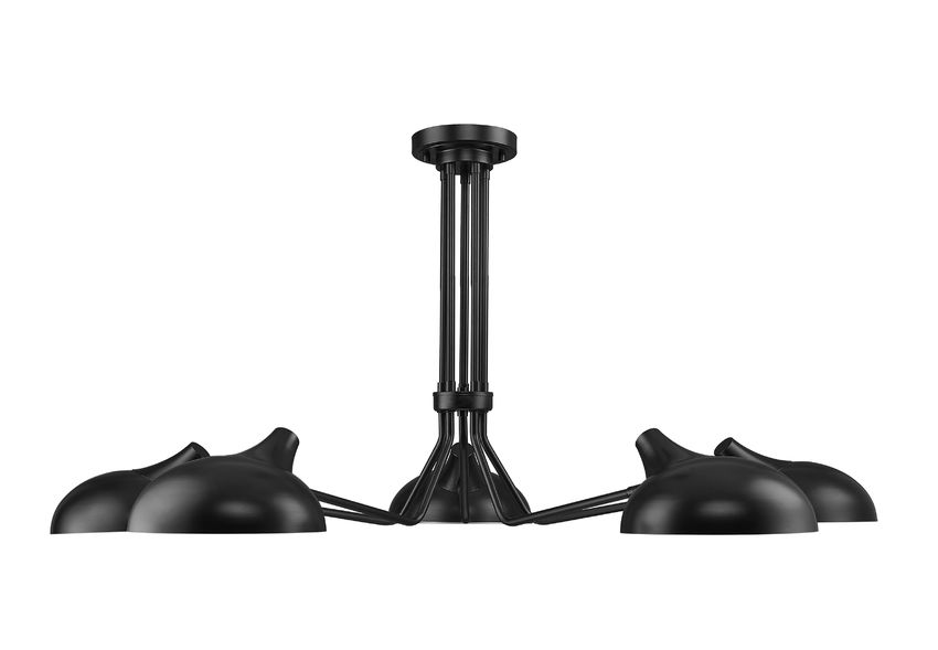 Z-Lite Bellamy 52" 5-Light Matte Black Semi Flush Mount With Matte Black and Gold Shade