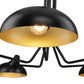 Z-Lite Bellamy 52" 5-Light Matte Black Semi Flush Mount With Matte Black and Gold Shade